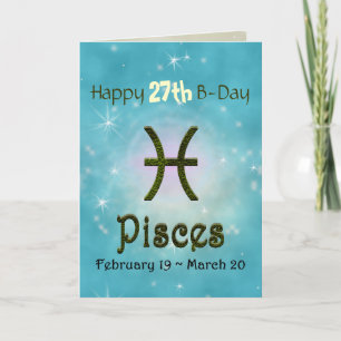 Pick Colour Pisces Zodiac Astrological Sign Card