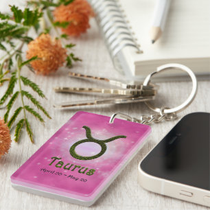Pick Colour Taurus Zodiac Astrological Sign Key Ring