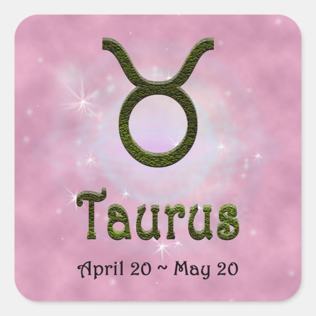 Pick Colour Taurus Zodiac Astrological Sign Square Sticker (Front)