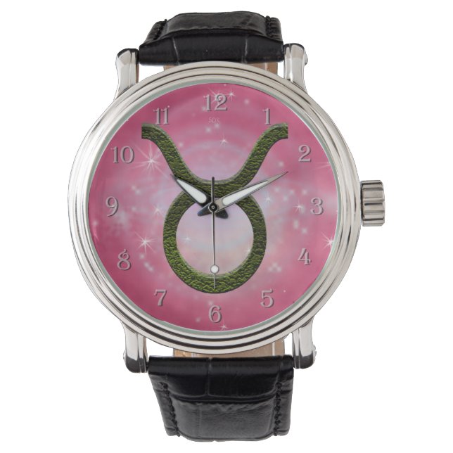 Pick Colour Taurus Zodiac Astrological Sign Watch (Front)