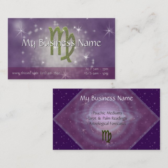 Pick Colour Virgo Zodiac Astrological Sign Business Card (Front/Back)