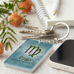 Pick Colour Virgo Zodiac Astrological Sign Key Ring