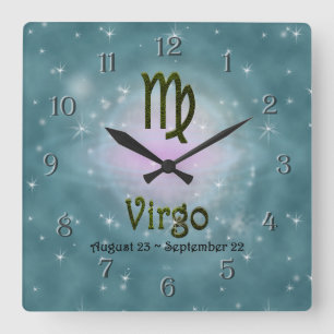Pick Colour Virgo Zodiac Astrological Sign Square Wall Clock