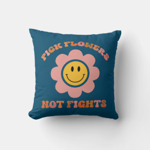 Pick Flowers Not Fights. Boho Daisy Cushion