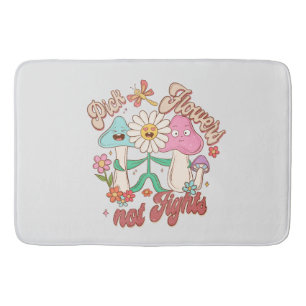 Pick Flowers, Not Fights   Mushroom & Floral Bath Mat