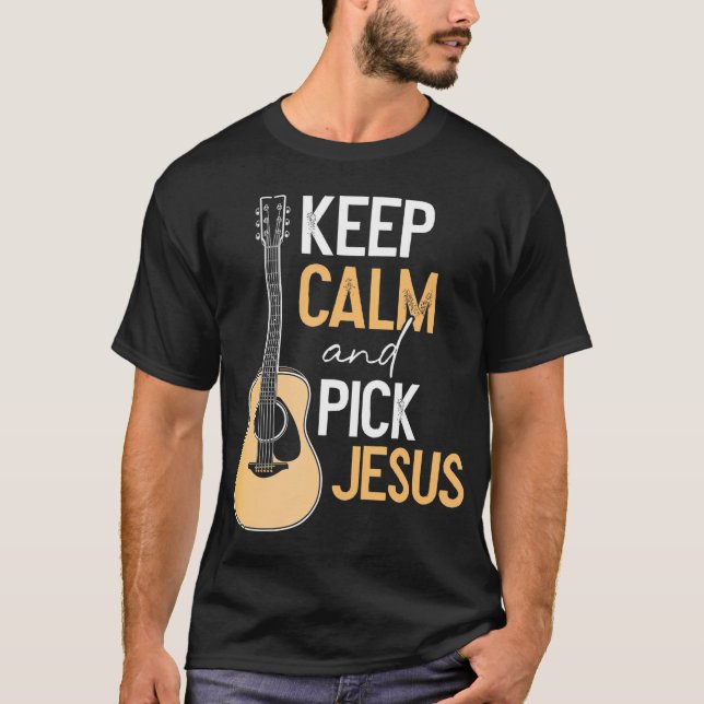 Pick Jesus Christian Bass Guitar Player Musician T-Shirt (Front)