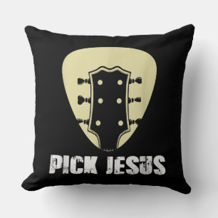Pick Jesus Religious Musician Gift Idea Guitar Cushion