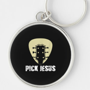 Pick Jesus Religious Musician Gift Idea Guitar Key Ring