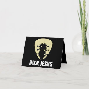 Pick Jesus Religious Musician Gift Idea Guitar Thank You Card