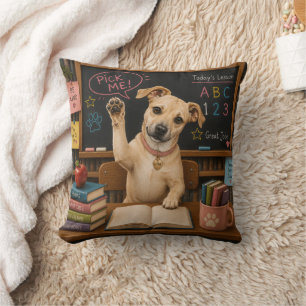 Pick Me! Cute School Dog Raising Paw Cushion