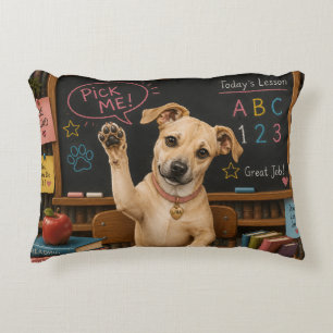 Pick Me! Cute School Dog Raising Paw Decorative Cushion