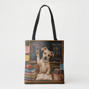 Pick Me! Cute School Dog Raising Paw Tote Bag