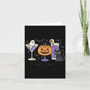 Pick Poison Halloween Black Cat Pumpkin Ghost Tail Card