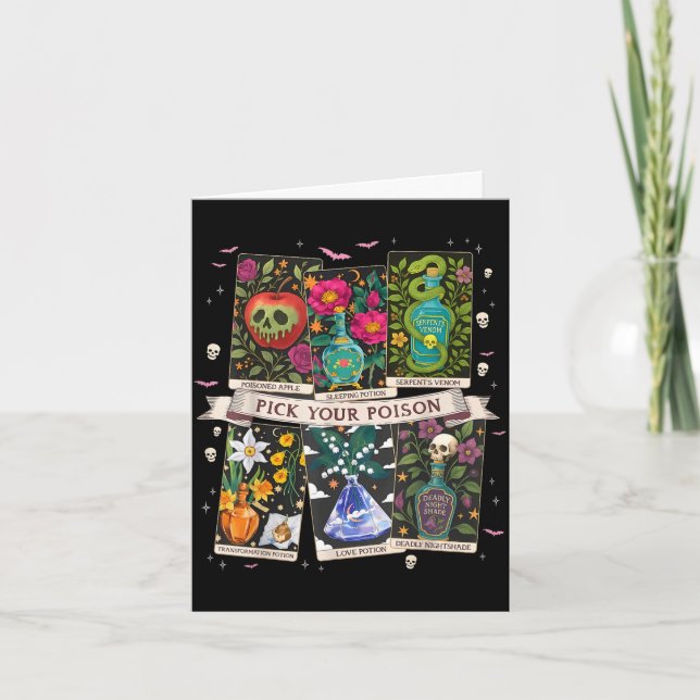 Pick poison's funny drink potion's happy halloween card (Front)