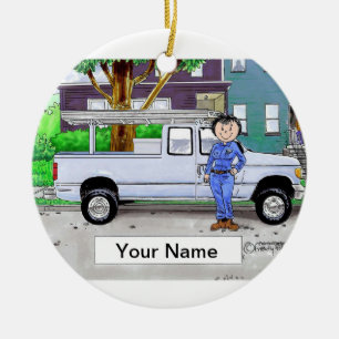 Pick Up Truck, Blue - Female Ceramic Tree Decoration