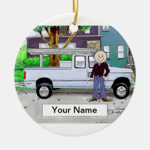 Pick Up Truck, Blue - Male Ceramic Tree Decoration