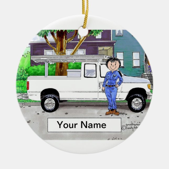 Pick Up Truck, White - Female Ceramic Tree Decoration (Front)