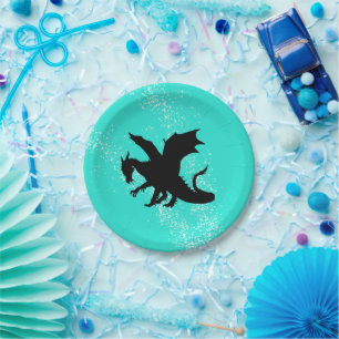 Pick Your Colour Dragon Silhouette Paper Plate