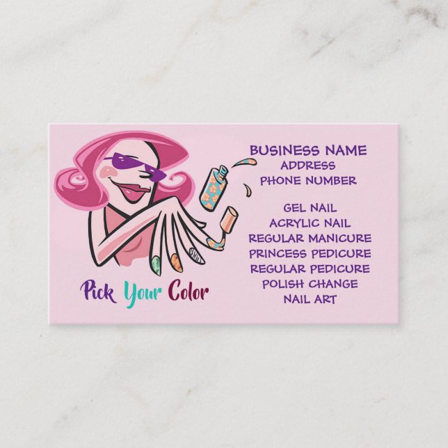 Pick Your Colour Nail Salon Business Card (Front)