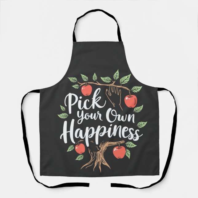 Pick Your Own Happiness Apple Picking Season Fall Apron (Front)