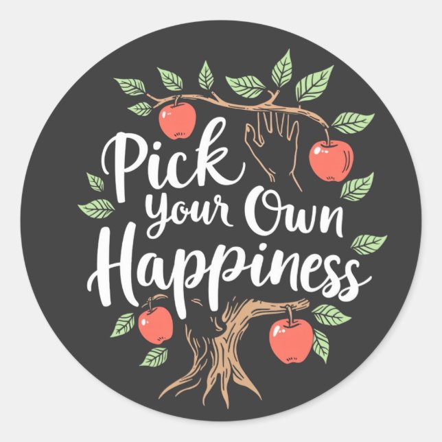 Pick Your Own Happiness Apple Picking Season Fall Classic Round Sticker (Front)