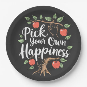 Pick Your Own Happiness Apple Picking Season Fall Paper Plate