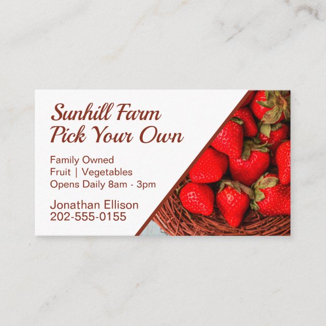 Pick Your Own Strawberry Farm Business Card (Front)