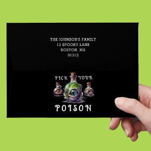 Pick Your poison Black Halloween Envelope