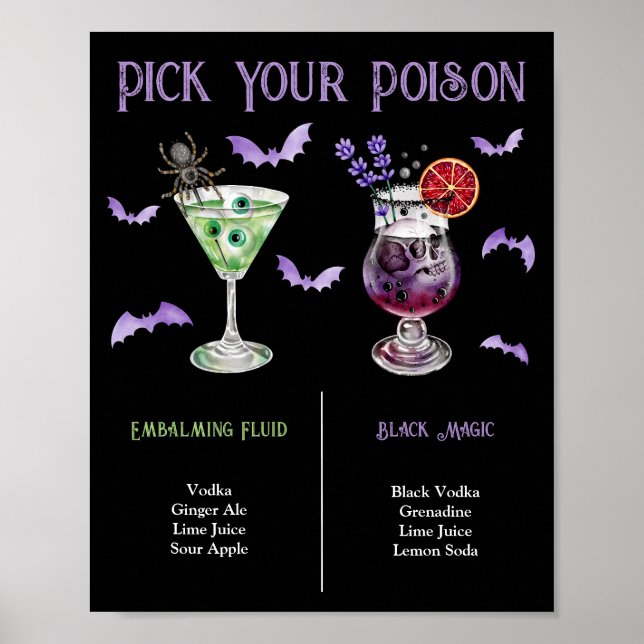 Pick Your Poison Halloween 2 Cocktail Menu  Poster (Front)