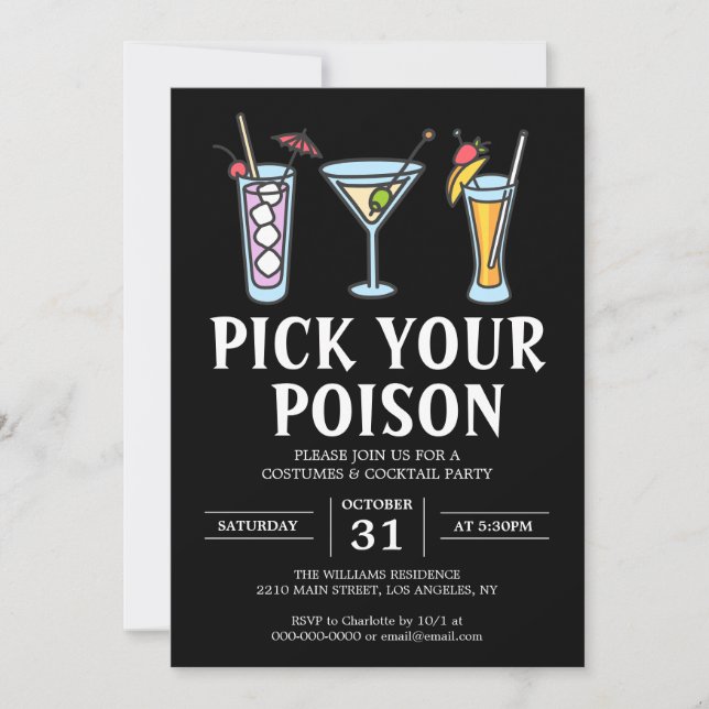 Pick Your Poison Halloween Adult Cocktail Party Invitation (Front)