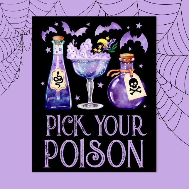 Pick Your Poison Halloween Cocktail Drinks Poster (Pick Your Poison Halloween Cocktail Drinks Poster)