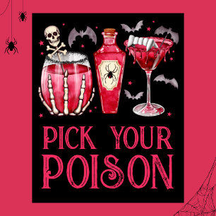 Pick Your Poison Halloween Cocktail Drinks Poster