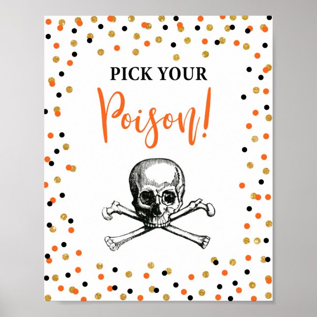 Pick Your Poison Halloween Party Drink Sign (Front)