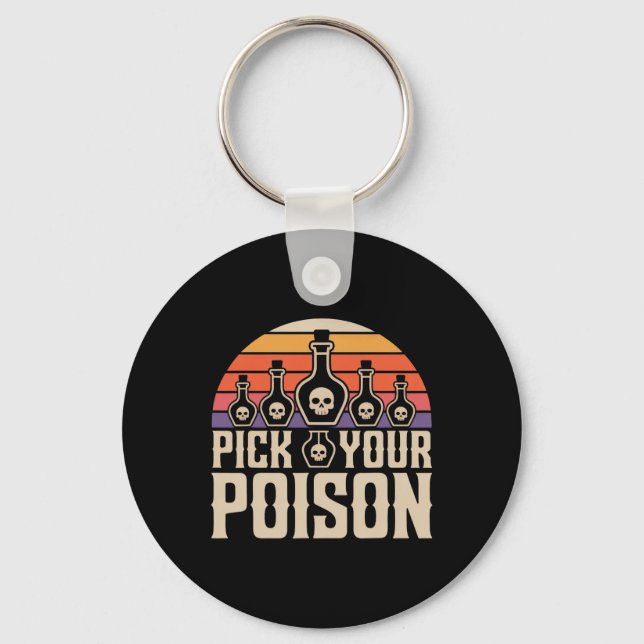 Pick Your Poison Potion Bottles Gothic Halloween  Key Ring (Front)