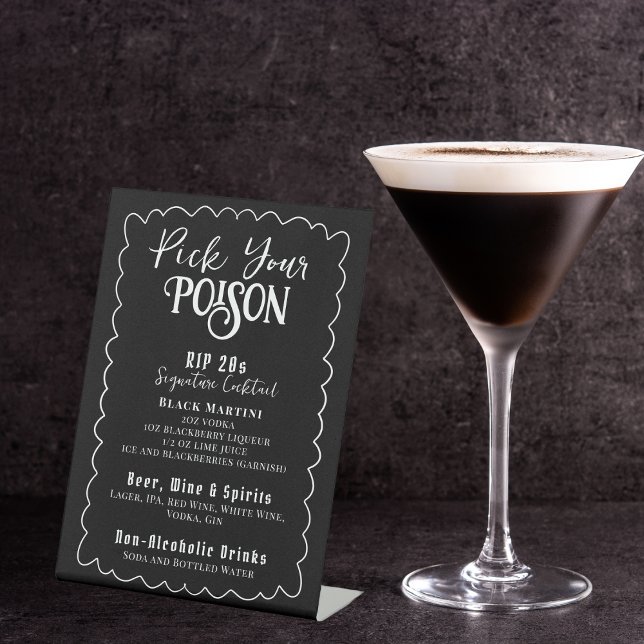 Pick Your Poison RIP 20s Bar Drink List Pedestal Sign (Creator Uploaded)