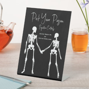 Pick Your Poison Skeleton Wedding White Drink Menu Pedestal Sign