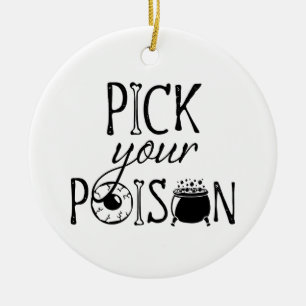 Pick Your Poison Witch Cauldron Halloween Ceramic Tree Decoration