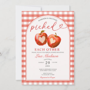Picked Each Other Red Apple Gingham Bridal Shower Invitation