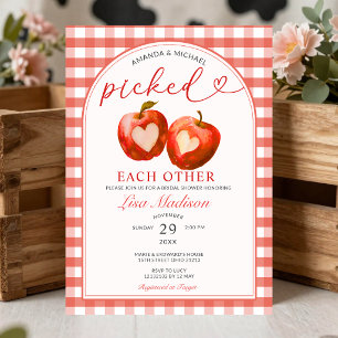 Picked Each Other Red Apple Gingham Bridal Shower Invitation