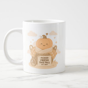 Picked Fresh Fall Pumpkin Cuteness Kawaii Vibes Large Coffee Mug