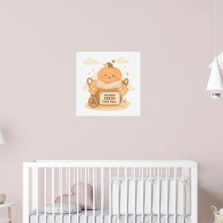 Picked Fresh This Fall Kawaii Pumpkin Nursery Poster