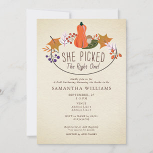 Picked the Right One - Fall Pumpkin Bridal Shower Invitation