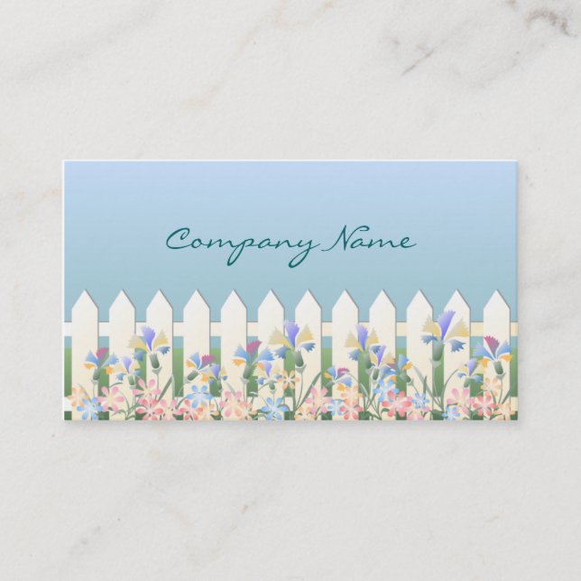 Picket Fence and Flowers Business Card (Front)