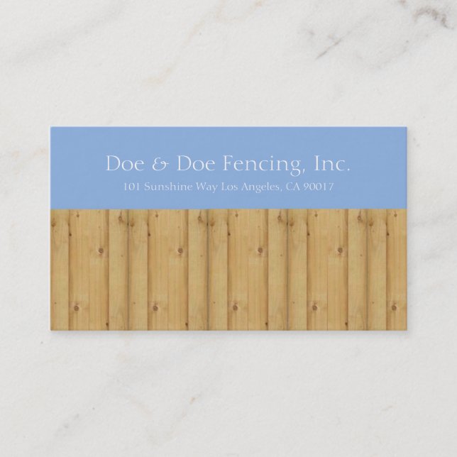 Picket Fence/Fencing Contractor Lt Blue Sky Business Card (Front)