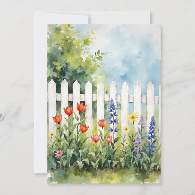 Picket Fence with Flowers Sympathy Card (Front)