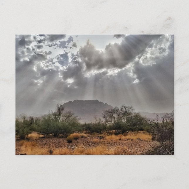 Picketpost Mountain with sunrays Postcard (Front)