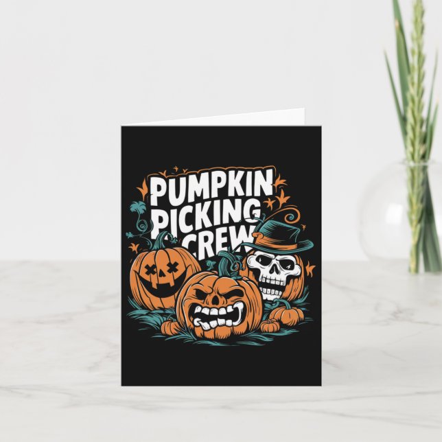 Picking Crew Funny Pumpkin Patch Halloween Costume Card (Front)