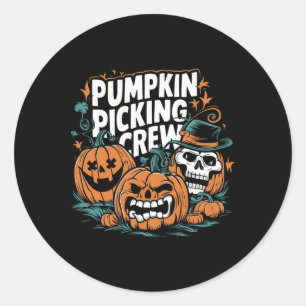 Picking Crew Funny Pumpkin Patch Halloween Costume Classic Round Sticker