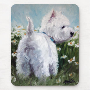 picking daisies - west highland terrier mousepad