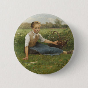 Picking Flowers 1882 6 Cm Round Badge